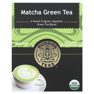 Buddha Teas, органический чай, зеленый матча, 18 чайных пакетиков, 27 г (0,96 унции)