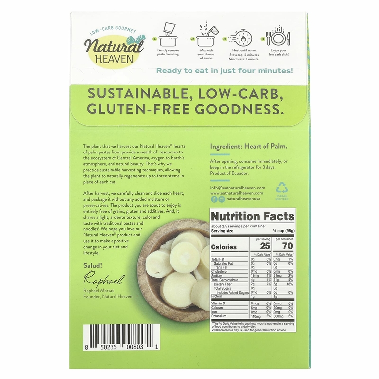 Natural Heaven, Hearts of Palm, спагетти, 255 г (9 унций)