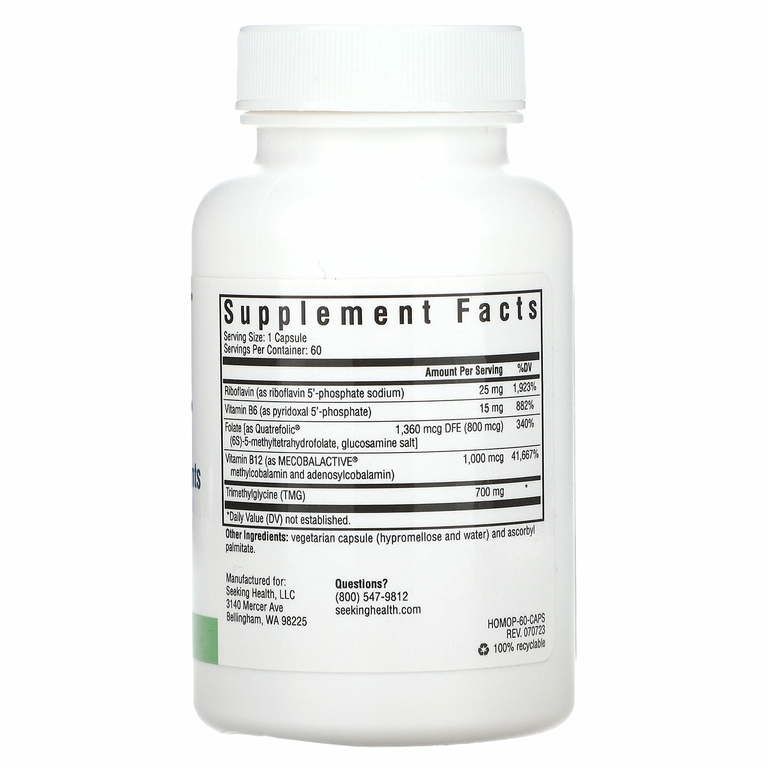 Seeking Health, Homocysteine Nutrients, добавка для поддержания здорового уровня гомоцистеина, 60 вегетарианских капсул