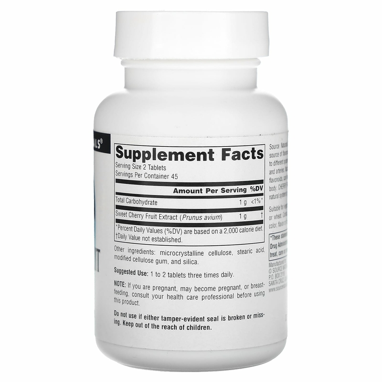 Source Naturals, экстракт плодов вишни, 500 мг, 90 таблеток
