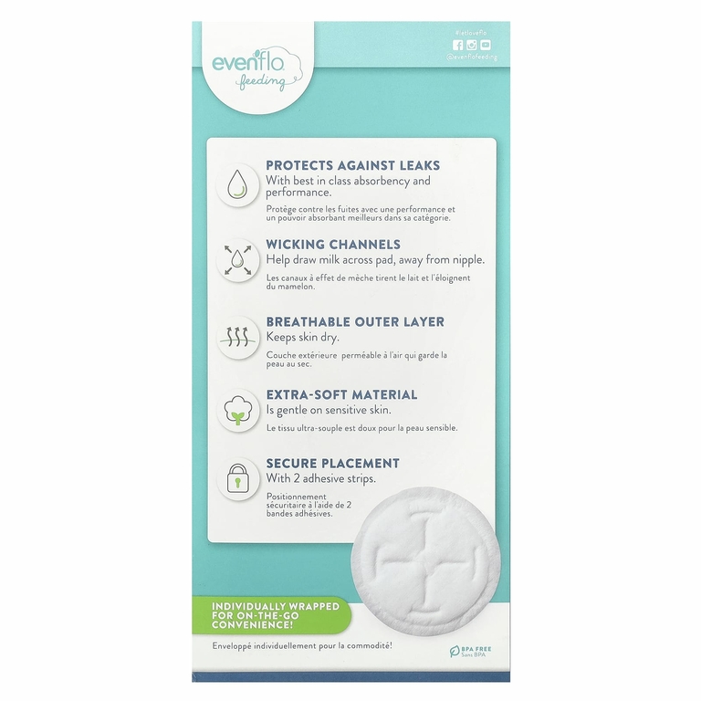 Evenflo Feeding, Улучшенные одноразовые прокладки для кормления, 60 прокладок