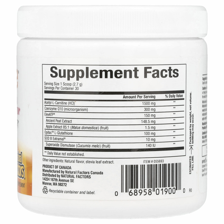 Natural Factors, Regener Life™, добавка для оптимизации работы митохондрий, 81 г (2,86 унции)