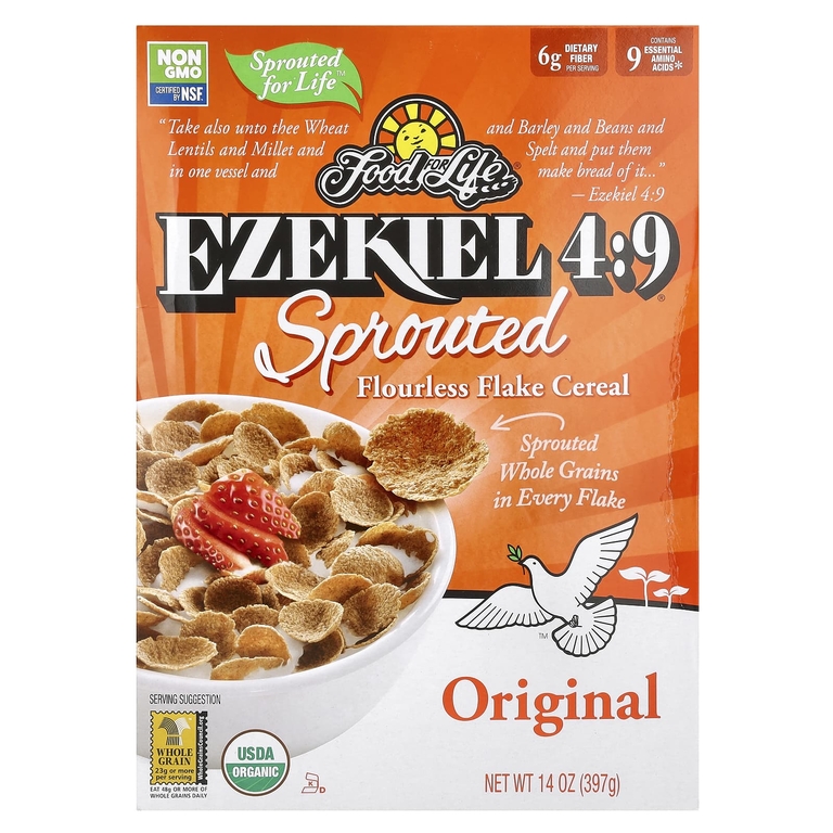 Food For Life, Иезекииль 4: 9, хлопья из пророщенных хлопьев без муки, оригинальные, 397 г (14 унций) (Товар снят с продажи) 