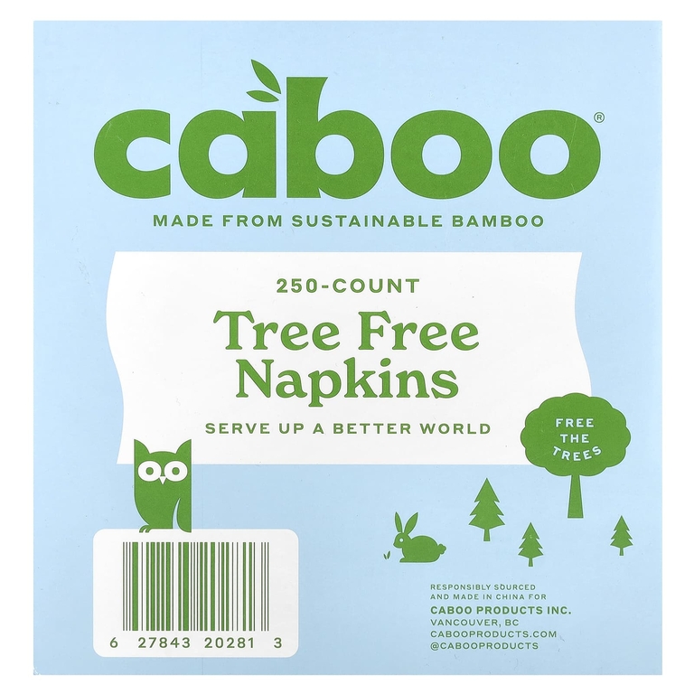 Caboo, Бамбуковые салфетки, 250 бумажных салфеток