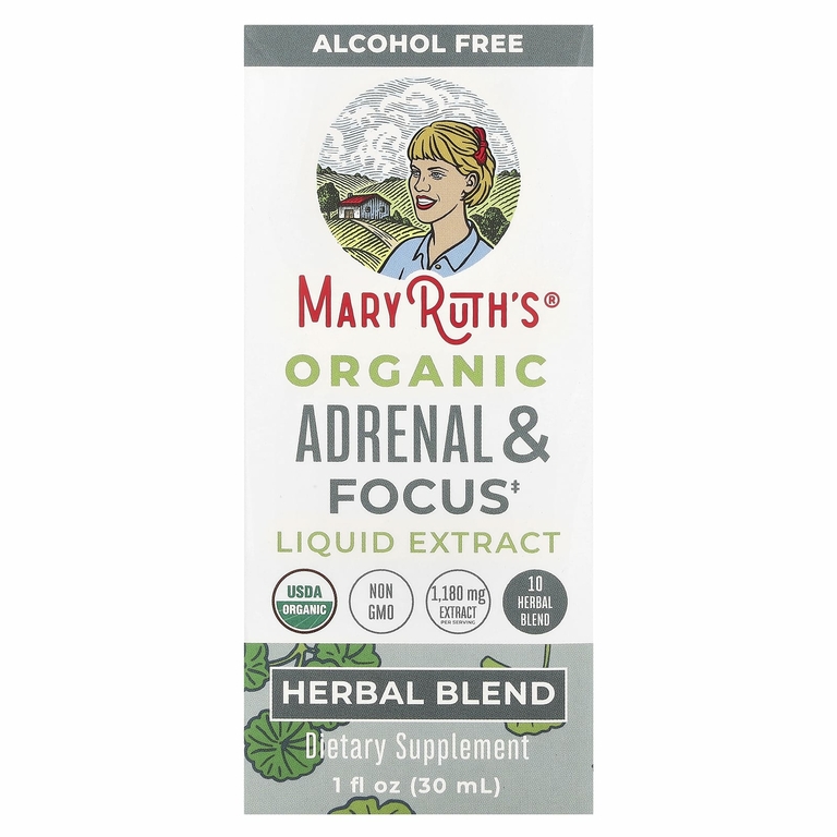 MaryRuth's, Органический жидкий экстракт для надпочечников и фокуса Focus, без спирта, 30 мл (1 жидк. унц.)