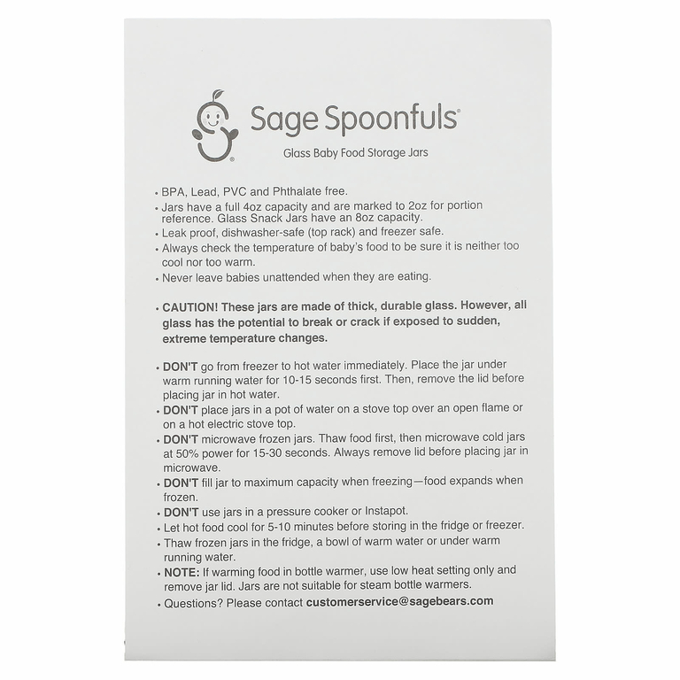 Sage Spoonfuls, Стеклянные банки для хранения детского питания, 6 шт.