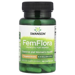 Swanson, FemFlora, пробиотик для женщин, 9,8 млрд КОЕ, 60 капсул