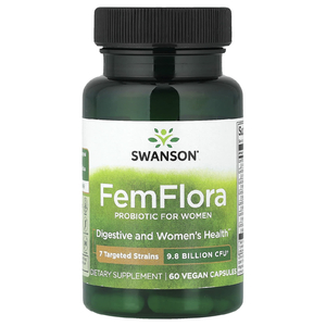 Swanson Vitamins, FemFlora, пробиотик для женщин, 9,8 млрд КОЕ, 60 веганских капсул