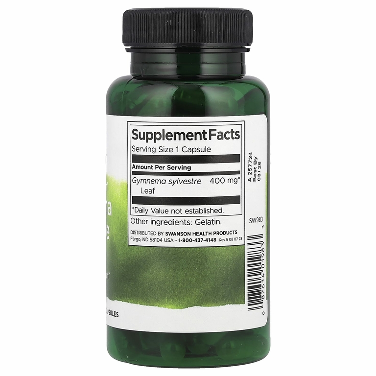 Swanson, Gymnema Sylvestre Leaf, полный спектр действия, 400 мг, 100 капсул