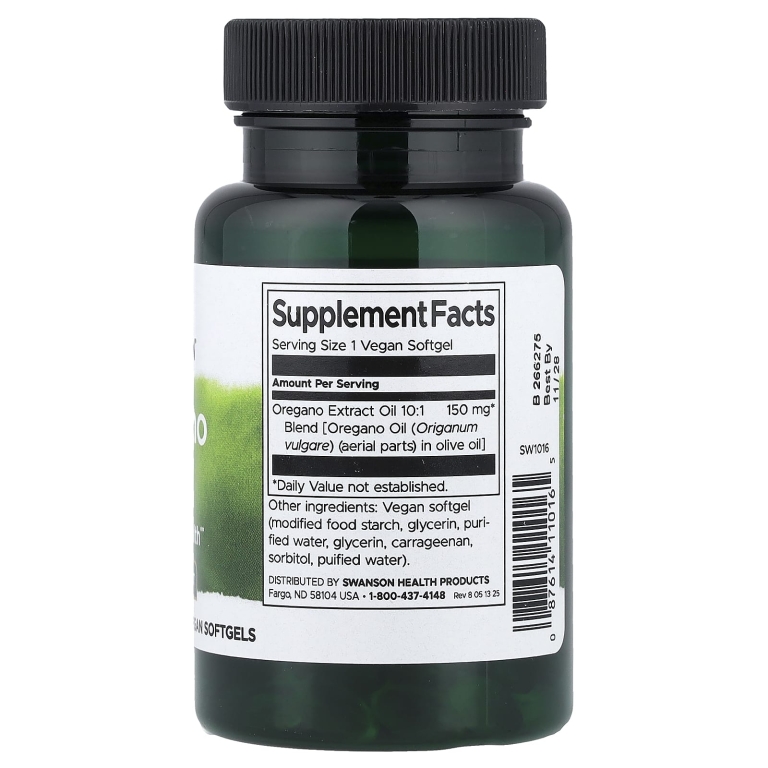 Swanson Vitamins, масло орегано, 120 веганских капсул (150 мг в капсуле)