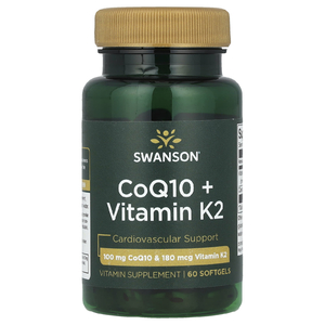 Swanson Vitamins, Коэнзим Q10 + витамин K2, 60 мягких таблеток