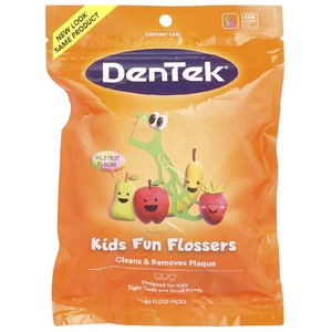DenTek, Kids Fun Flossers, дикие фрукты, 90 зубочисток