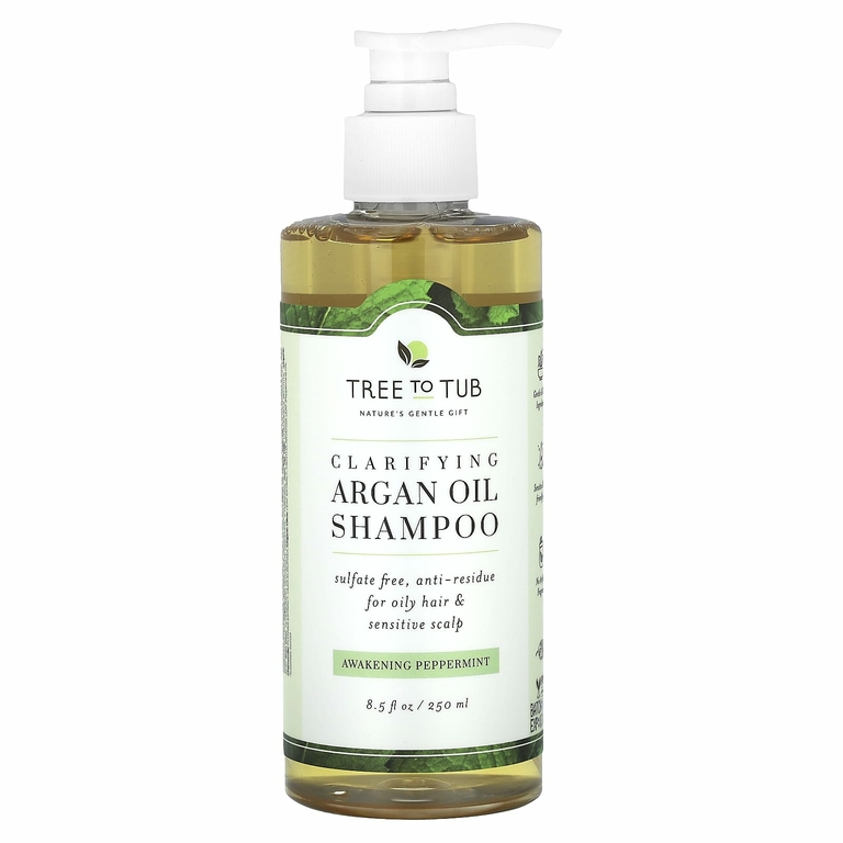 Tree To Tub, очищающий шампунь с аргановым маслом, бодрящая перечная мята, 250 мл (8,5 жидк. унции)