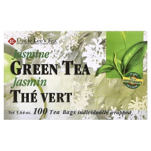 Uncle Lee's Tea, легенды Китая, зеленый чай, жасмин, 100 чайных пакетиков в индивидуальной упаковке, 160 г (5,64 унции)