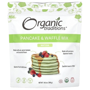 Organic Traditions, смесь для приготовления блинов и вафель, матча, 300 г (10,6 унции) (Товар снят с продажи) 