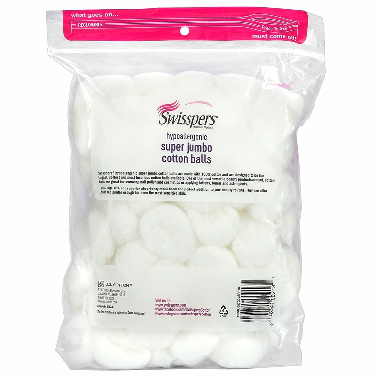 Swisspers, Super Jumbo, ватные шарики, 70 штук