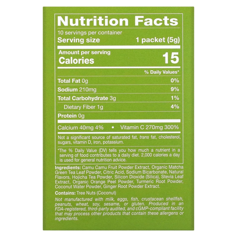 California Gold Nutrition, Matcha Road, матча с витамином C, оригинальный вкус, 10 шт.