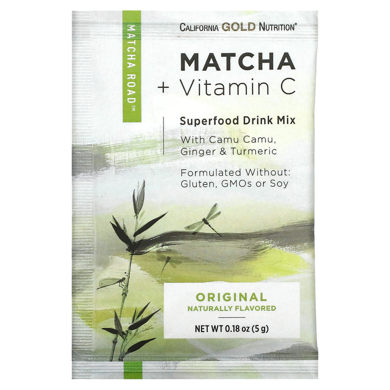 California Gold Nutrition, Matcha Road, матча с витамином C, оригинальный вкус, 10 шт.
