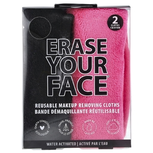 Erase Your Face, Многоразовые салфетки для снятия макияжа, розовые и черные, 2 салфетки (Товар снят с продажи) 