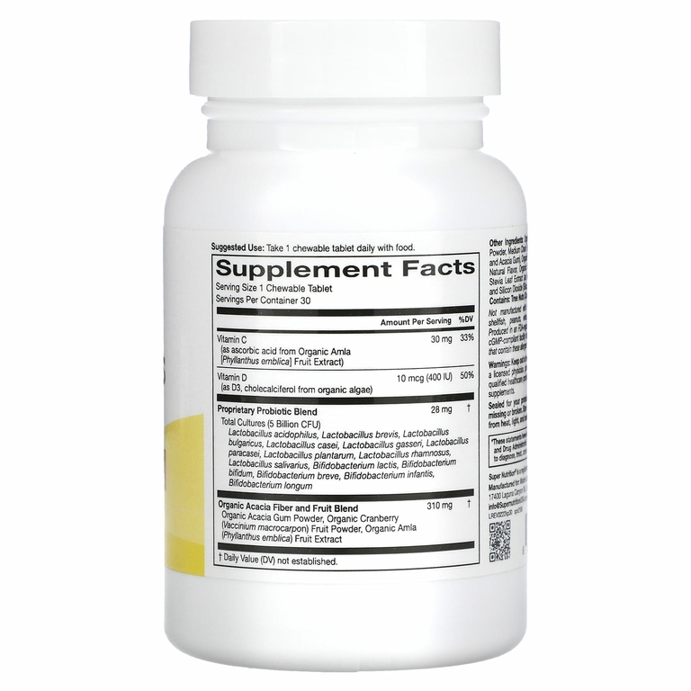 Super Nutrition, пробиотики для детей, со вкусом лесных ягод, 5 млрд КОЕ, 30 жевательных таблеток