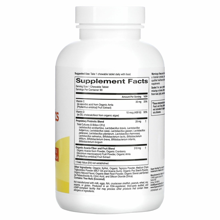 Super Nutrition, пробиотики для детей, со вкусом лесных ягод, 5 млрд КОЕ, 90 жевательных таблеток