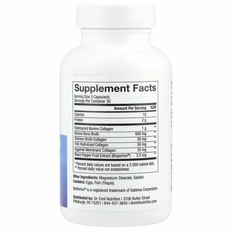 Dr. Emil Nutrition, Multi Collagen Plus, типы I, II, III, V и X, 90 капсул