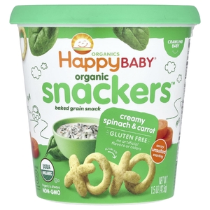 Happy Family Organics, Happy Baby®, Snackers ™, крем со шпинатом и морковью, 42,5 г (1,5 унции) (Товар снят с продажи) 