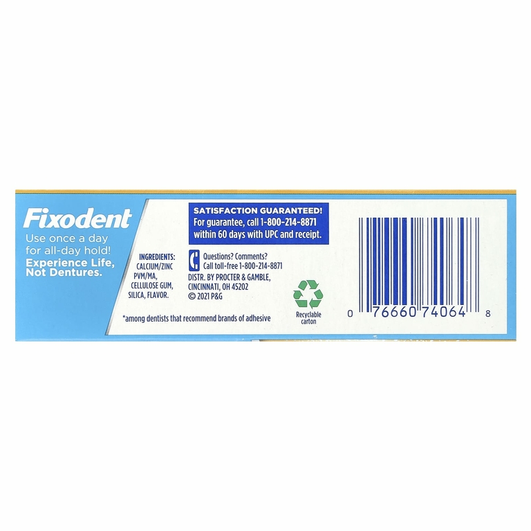 Fixodent, Адгезивный порошок для зубных протезов, экстра фиксация, 76 г (2,7 унции)