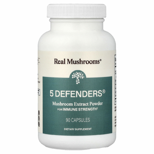 Real Mushrooms, 5 Defenders®, порошок с экстрактом грибов, 90 капсул