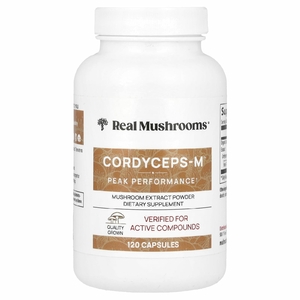 Real Mushrooms, Cordycep-M, экстракт грибов в порошке, 120 капсул