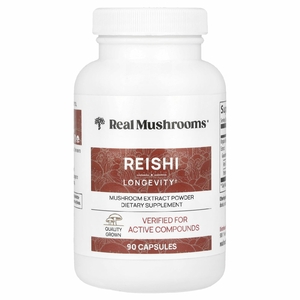 Real Mushrooms, рейши, экстракт грибов в порошке, 90 капсул