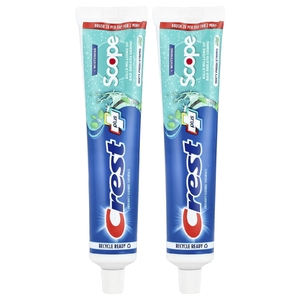 Crest, Plus Scope, зубная паста с фторидом против кариеса, свежая мята, 2 шт. в упаковке, по 153 г (5,4 унции)