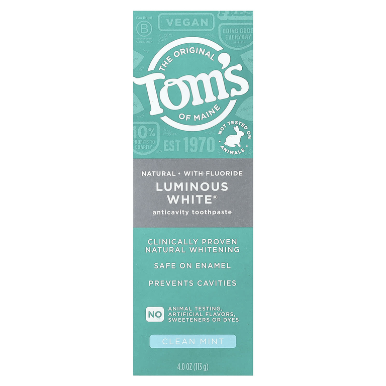 Tom's of Maine, Luminous White®, зубная паста от кариеса с фтором, чистая мята, 113 г (4 унции)