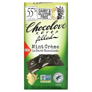 Chocolove, темный шоколад с кремовой мятной начинкой, 55% какао, 90 г (3,2 унции)