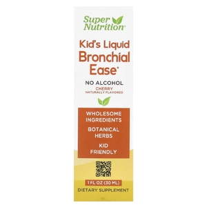 Super Nutrition, Kid's Liquid Bronchial Ease, без спирта, вишня, 30 мл (1 жидк. унция)
