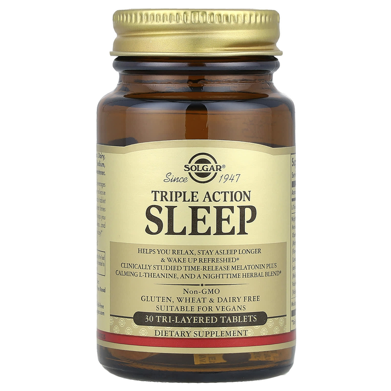 Solgar, Sleep, тройного действия, 30 трехслойных таблеток