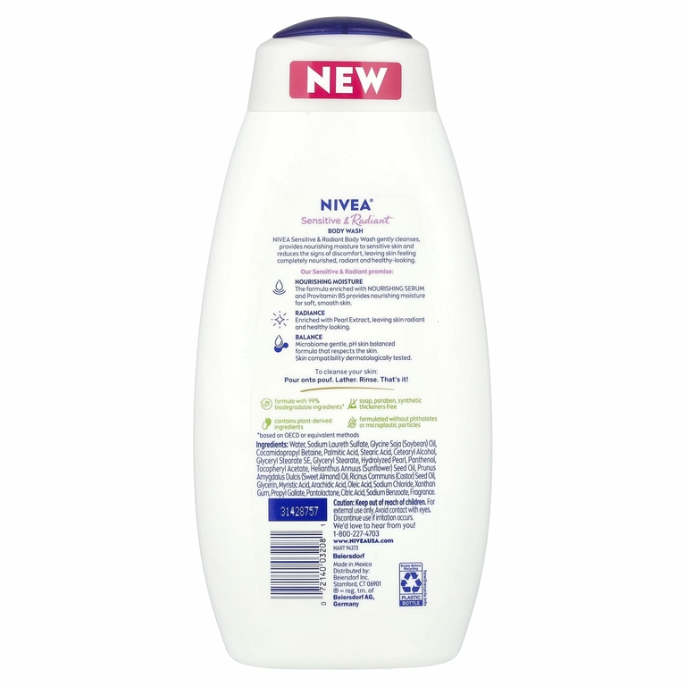 Nivea, Гель для чувствительного и сияющего тела с питательной сывороткой, 591 мл (20 жидк. Унций)