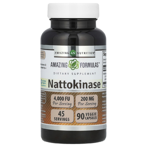 Amazing Nutrition, Наттокиназа, 200 мг, 90 растительных капсул (100 мг в 1 капсуле)