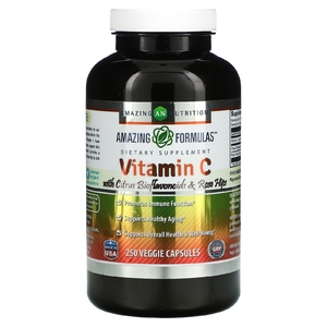 Amazing Nutrition, Витамин C с цитрусовыми биофлавоноидами и шиповником, 250 растительных капсул (Товар снят с продажи) 