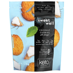 Sweetwell, Кето-печенье, с коллагеном, кокос, 90 г (3,2 унции) (Товар снят с продажи) 