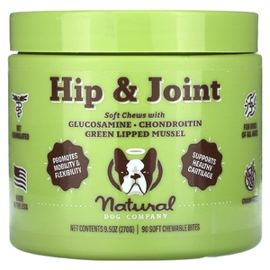 Natural Dog Company, добавка для бедер и суставов, для собак всех возрастов, 90 мягких жевательных таблеток, 270 г (9,5 унции)
