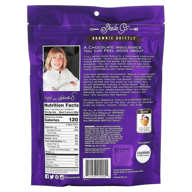 Sheila G's, Brownie Brittle, брауни, с темным шоколадом и морской солью, 142 г (5 унций)