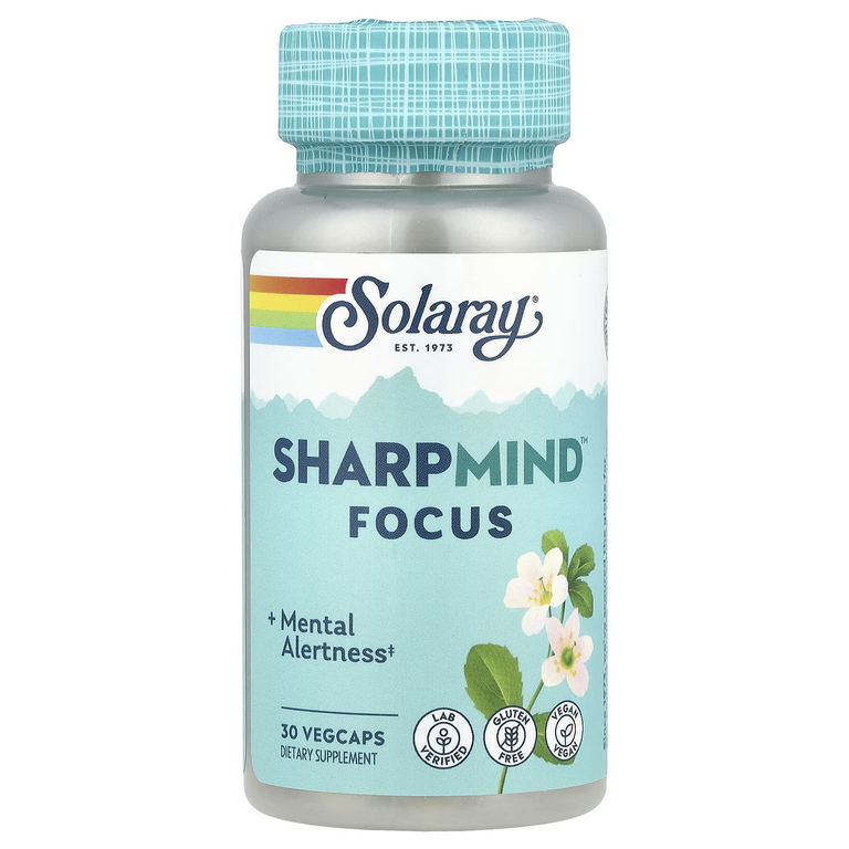 Solaray, SharpMind Focus, средство для улучшения концентрации внимания, 30 растительных капсул
