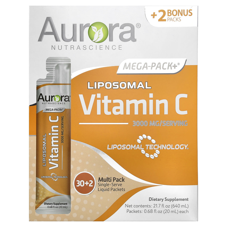 Aurora Nutrascience, Mega-Pack+, липосомальный витамин C, 3000 мг, 32 пакетика по 20 мл (0,68 жидк. унции)