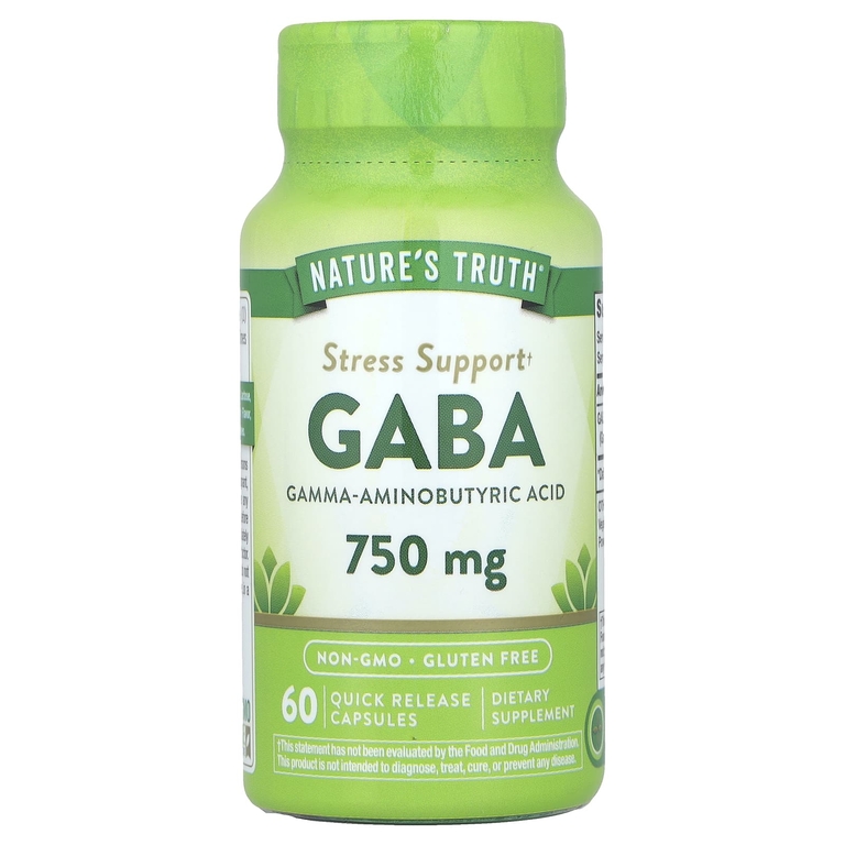 Nature's Truth, Gaba, гамма-аминомасляная кислота, 750 мг, 60 капсул с быстрым высвобождением