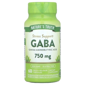 Nature's Truth, Gaba, гамма-аминомасляная кислота, 750 мг, 60 капсул с быстрым высвобождением