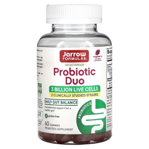 Jarrow Formulas, Пробиотический дуэт, малина, 60 жевательных таблеток