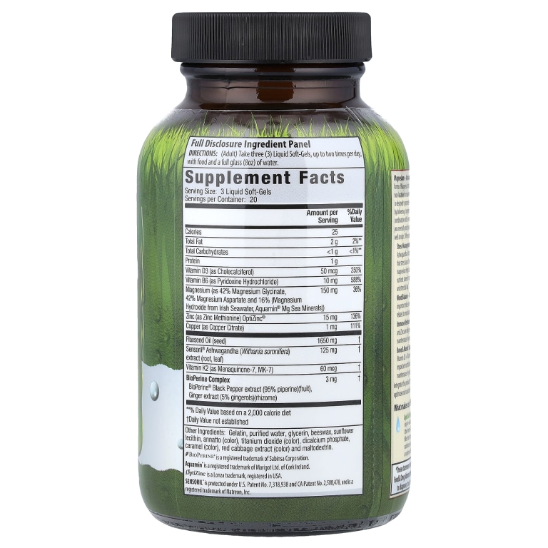 Irwin Naturals, Triple Source Magnesium + ашваганда, 60 мягких таблеток