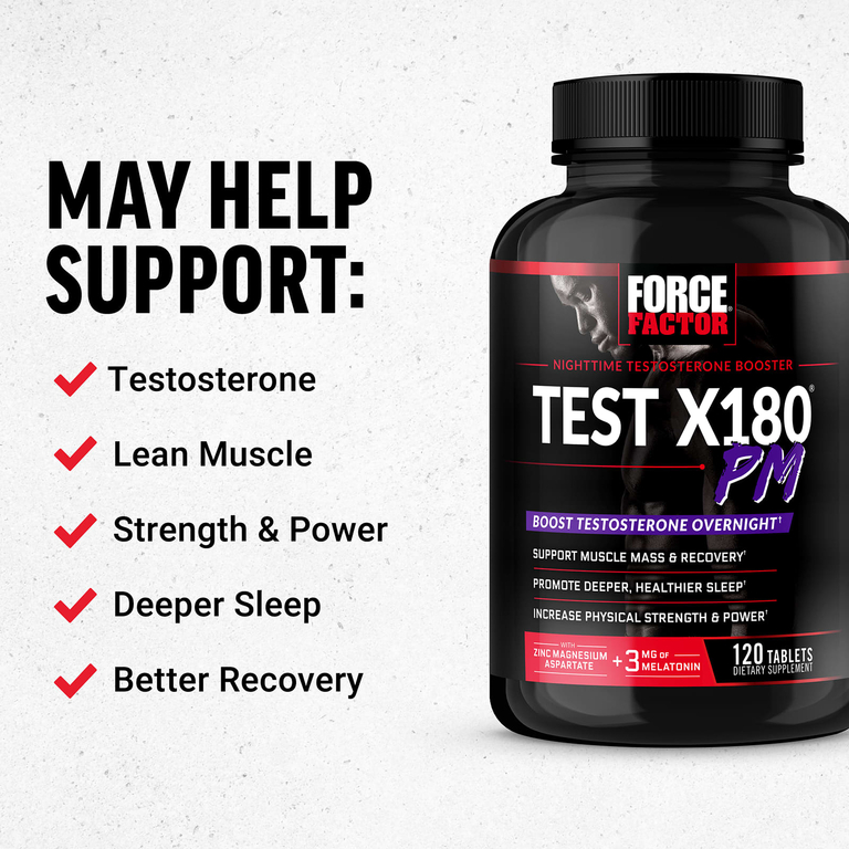 Force Factor, Test X180 PM, ночной бустер тестостерона, 120 таблеток