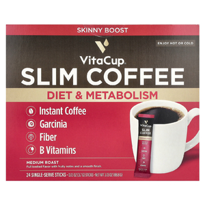 VitaCup, Slim, растворимый кофе, средняя обжарка, 24 порционных стика по 3,7 г